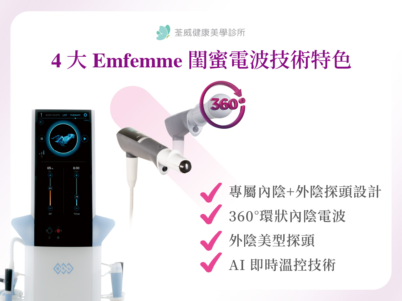 Emfemme 閨蜜電波：女性私密處保養新趨勢！閨蜜電波效果、價格、恢復期與適合對象！｜荃威診所